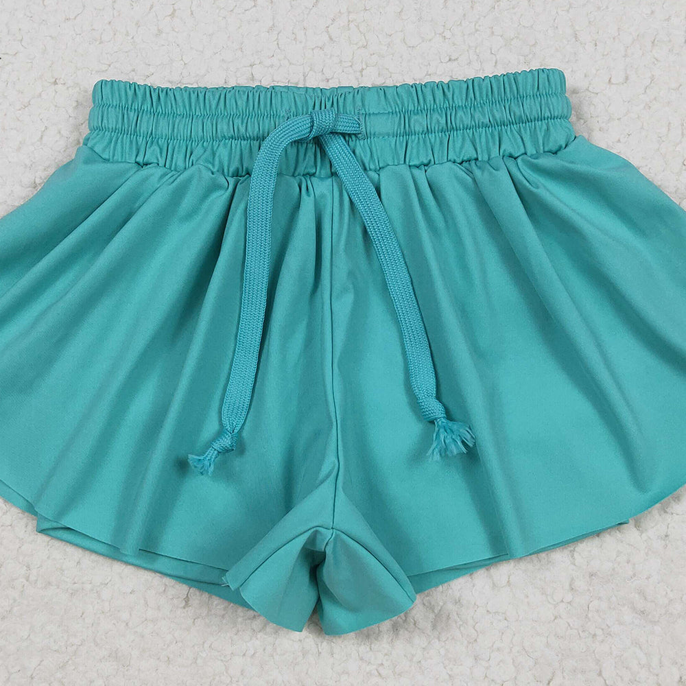 7.02 SS0553RTS NO MOQ  Baby Girls Summer Yoga Shorts Baby Girls Aqua Skort Shorts Bottoms