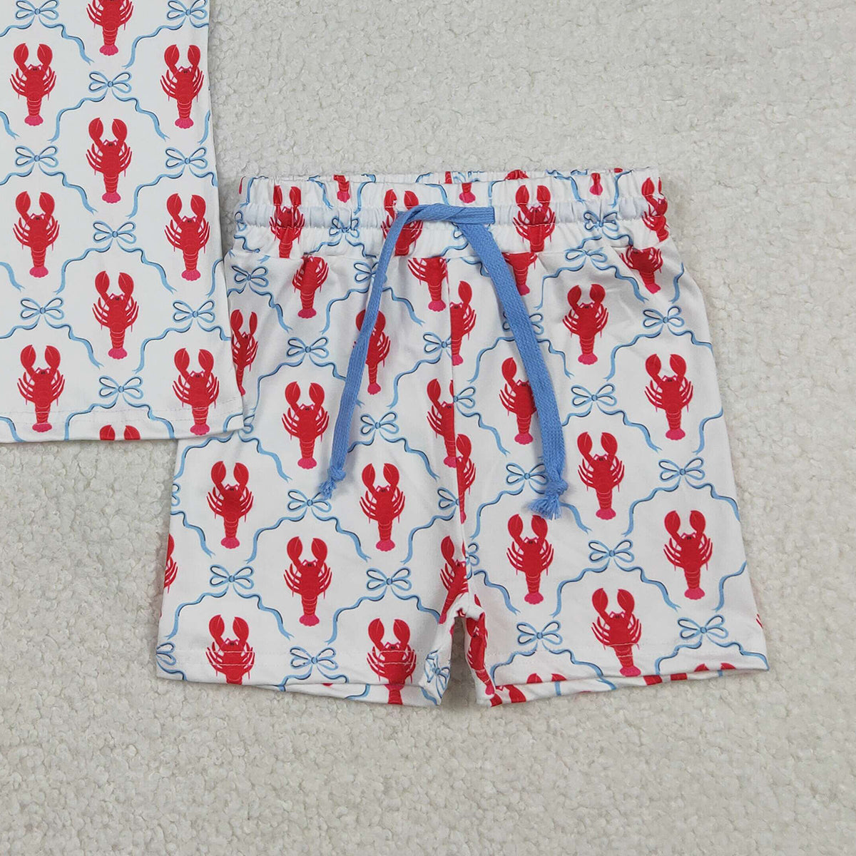 1.6 RTS NO MOQ （In stock）GSSO3005 Baby Girls Sleeveless Bows Crayfishes Checked Top Shorts Clothes Sets