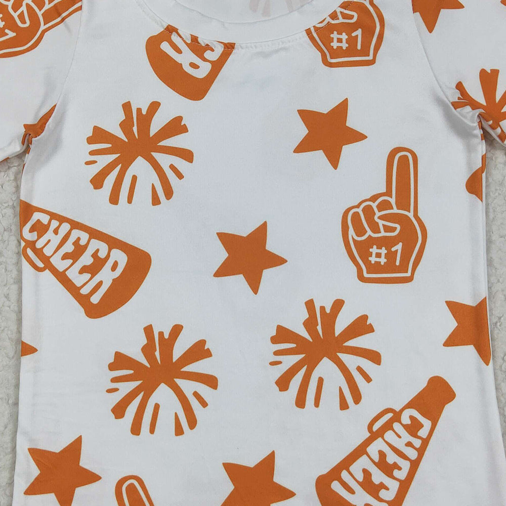 RTS NO MOQ （In stock）GT1090  Baby Girls Summer Tops Baby Girls Short Sleeves Cheer Stars Team Tee Shirts Top