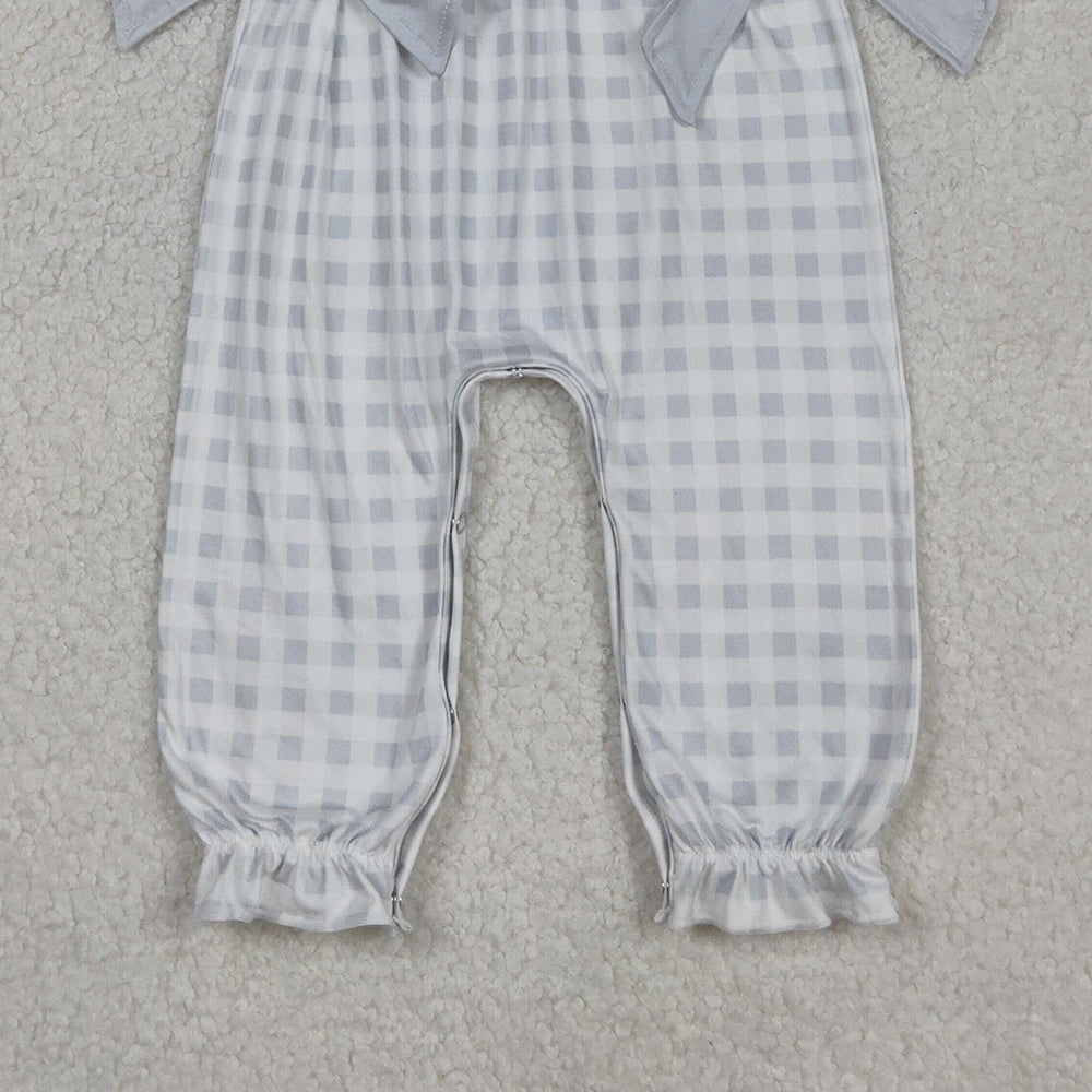RTS NO MOQ （In stock）SR1970 Baby Girls Autumn Rompers Plaid Turkey Romper Short Sleeves Thanksgiving Theme Outfit