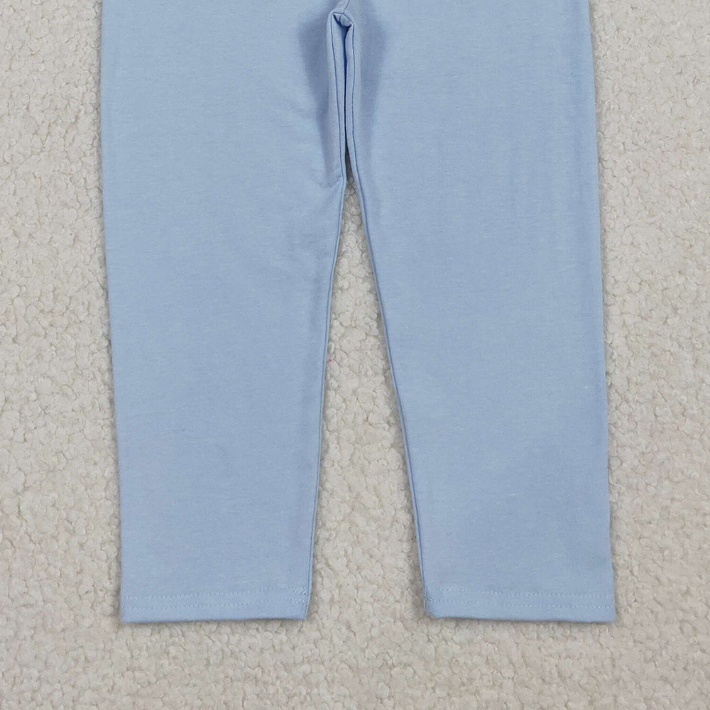 RTS NO MOQ （In stock）P0820 Baby Girls Pants Light Blue Legging Pants