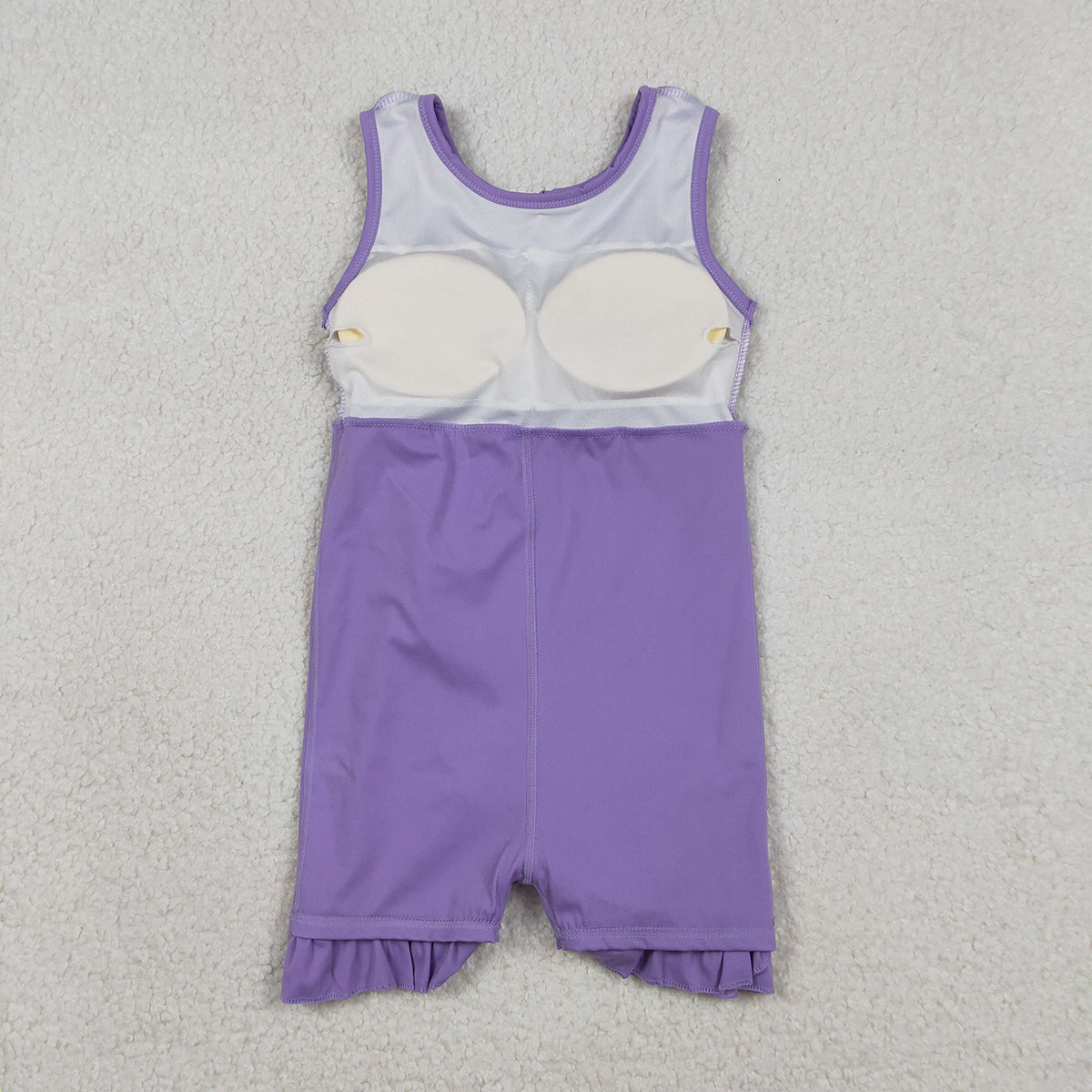 12.27 RTS NO MOQ （In stock）GSD3036 Baby Girls Purple Sleeveless Yoga Active Ruffle Shorts Knee Length Dresses