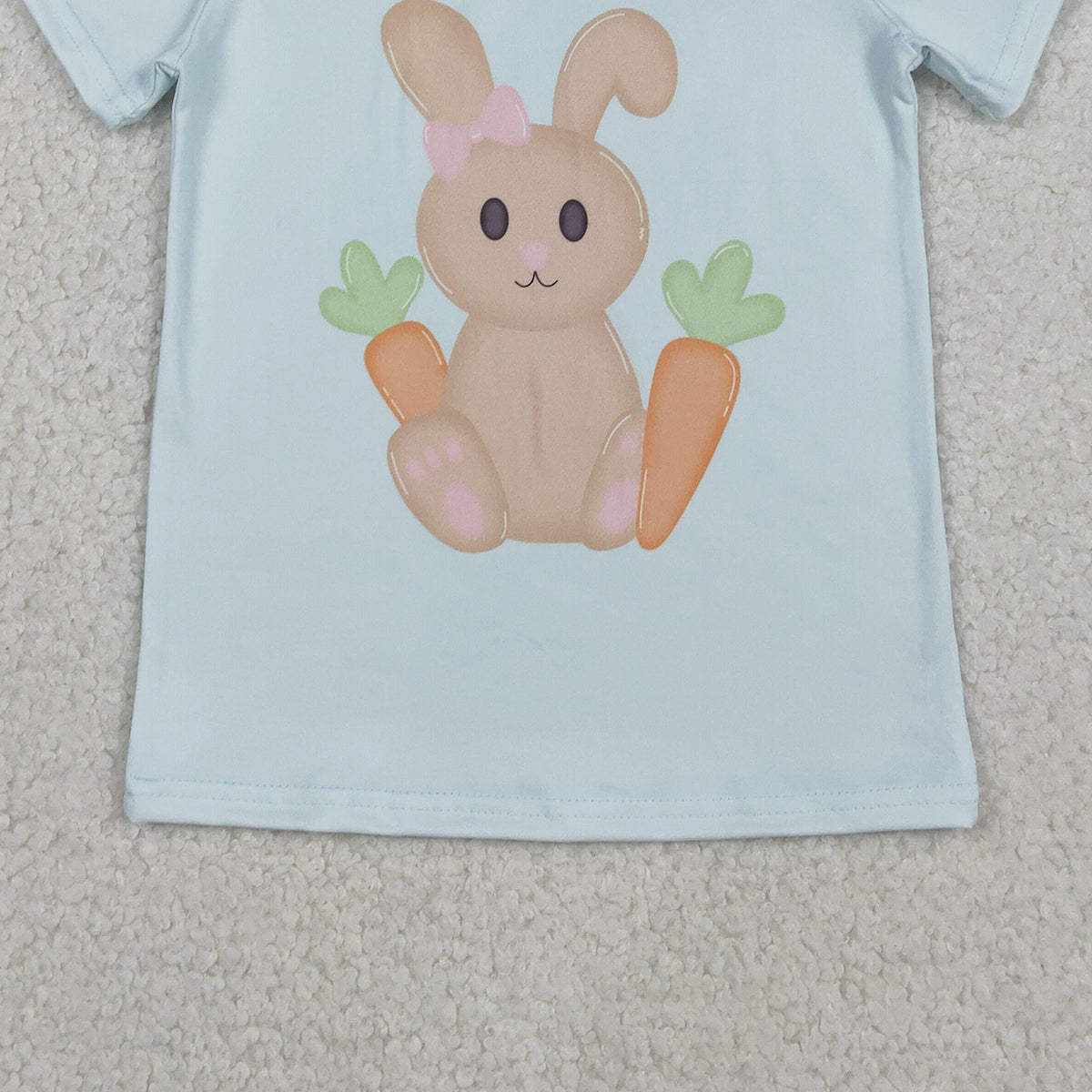 12.6 RTS NO MOQ （In stock）GT1395 Baby Girls Short Sleeve Rabbits Carrots Easter T-shirts Top