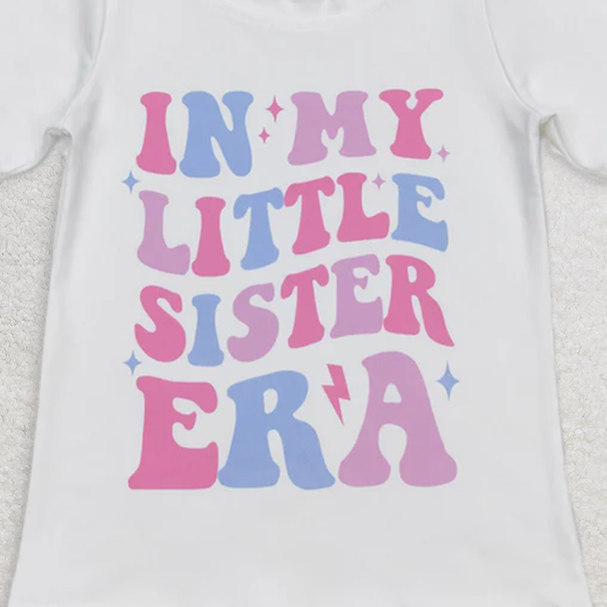 6.21 GT0507 RTS NO MOQ Baby Girls Summer Tops in my little sister era letter white short sleeve top