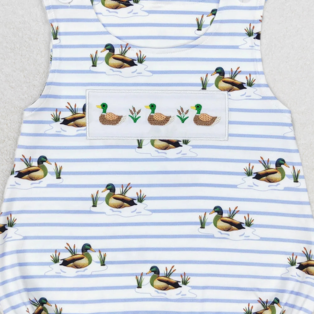 SR1583 RTS NO MOQ Baby Boys Summer Rompers Baby Boys Summer Ducks Sleeveless Rompers