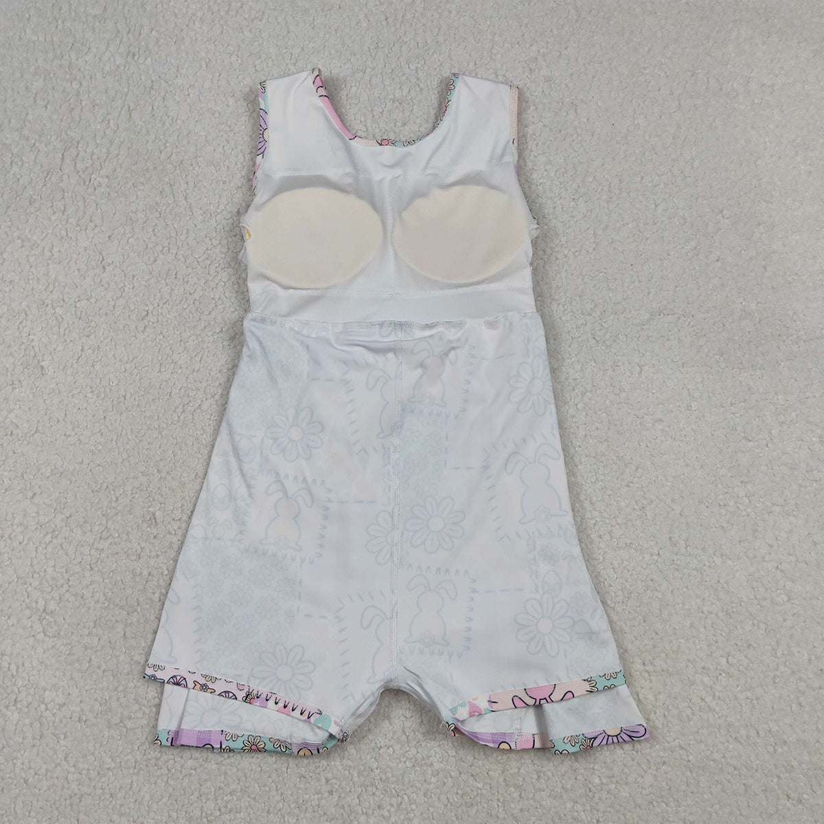 12.23 RTS NO MOQ （In stock）GSD3051 Baby Girls Rabbits Flowers Checked Easter Yoga Active Shorts Knee Length Dresses