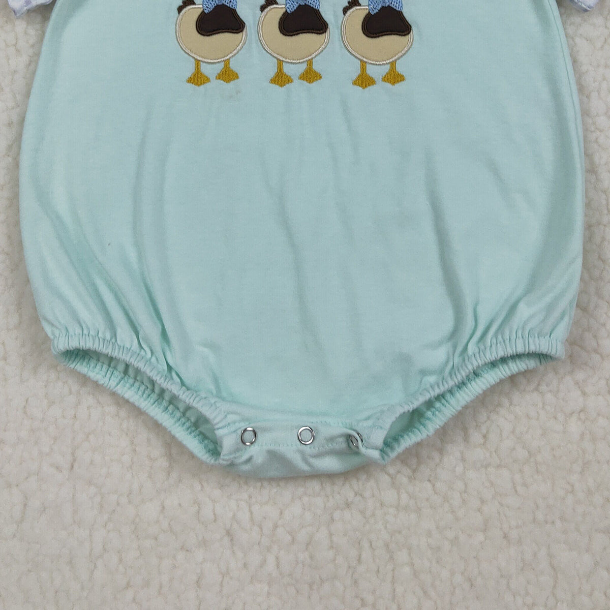 3.25 RTS NO MOQ （In stock）SR3893 Children's Fashion Romper Baby Boys Short Sleeve Embroidery Bunny Ducks Easter Hunting Rompers