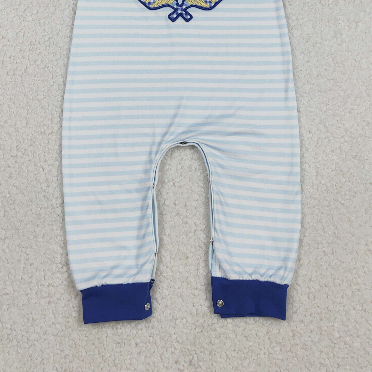 12.2 RTS NO MOQ （In stock）SR3331 Baby Boys Rompers Embroidery Tennis Balls Baby Boys Stripe Team Footie Rompers