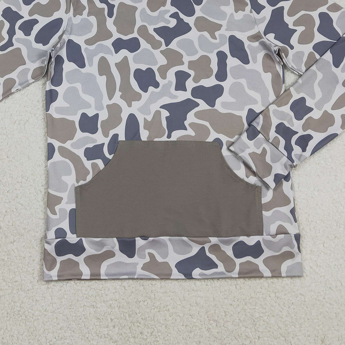 12.16 RTS NO MOQ （In stock）BT1471 Adult Men Long Sleeve Southern Grey Camo Pocket Hoodies Top