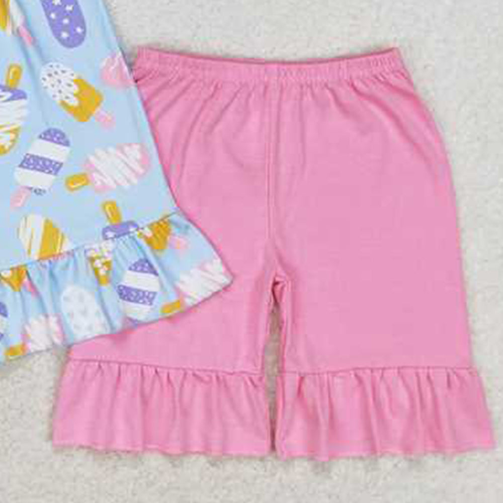 GSSO1037 New Rts No Moq 8-9 Days By Air Arrived it Straps popsicle tunic pink shorts girls summer clothing