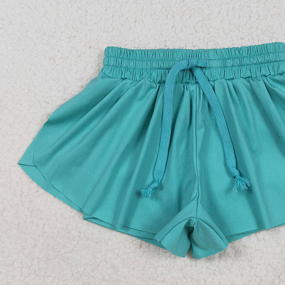 7.02 SS0553RTS NO MOQ  Baby Girls Summer Yoga Shorts Baby Girls Aqua Skort Shorts Bottoms