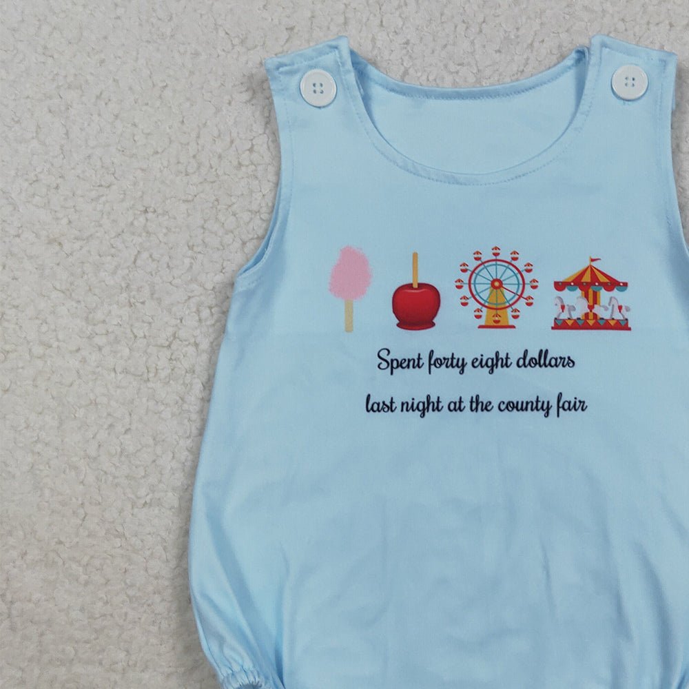 8.23 RTS NO MOQ （In stock）SR3056 Baby Boys Summer Rompers Baby Boys Blue Sleeveless Park Rompers