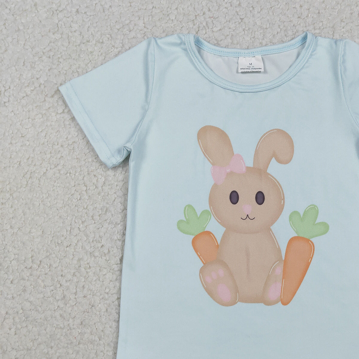 12.6 RTS NO MOQ （In stock）GT1395 Baby Girls Short Sleeve Rabbits Carrots Easter T-shirts Top