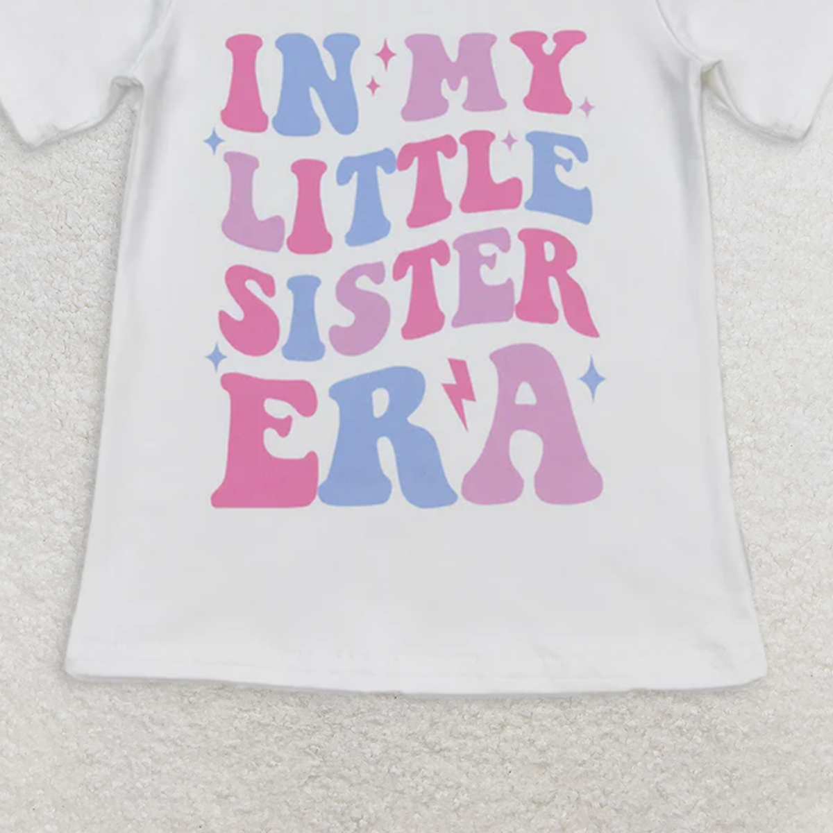 6.21 GT0507 RTS NO MOQ Baby Girls Summer Tops in my little sister era letter white short sleeve top