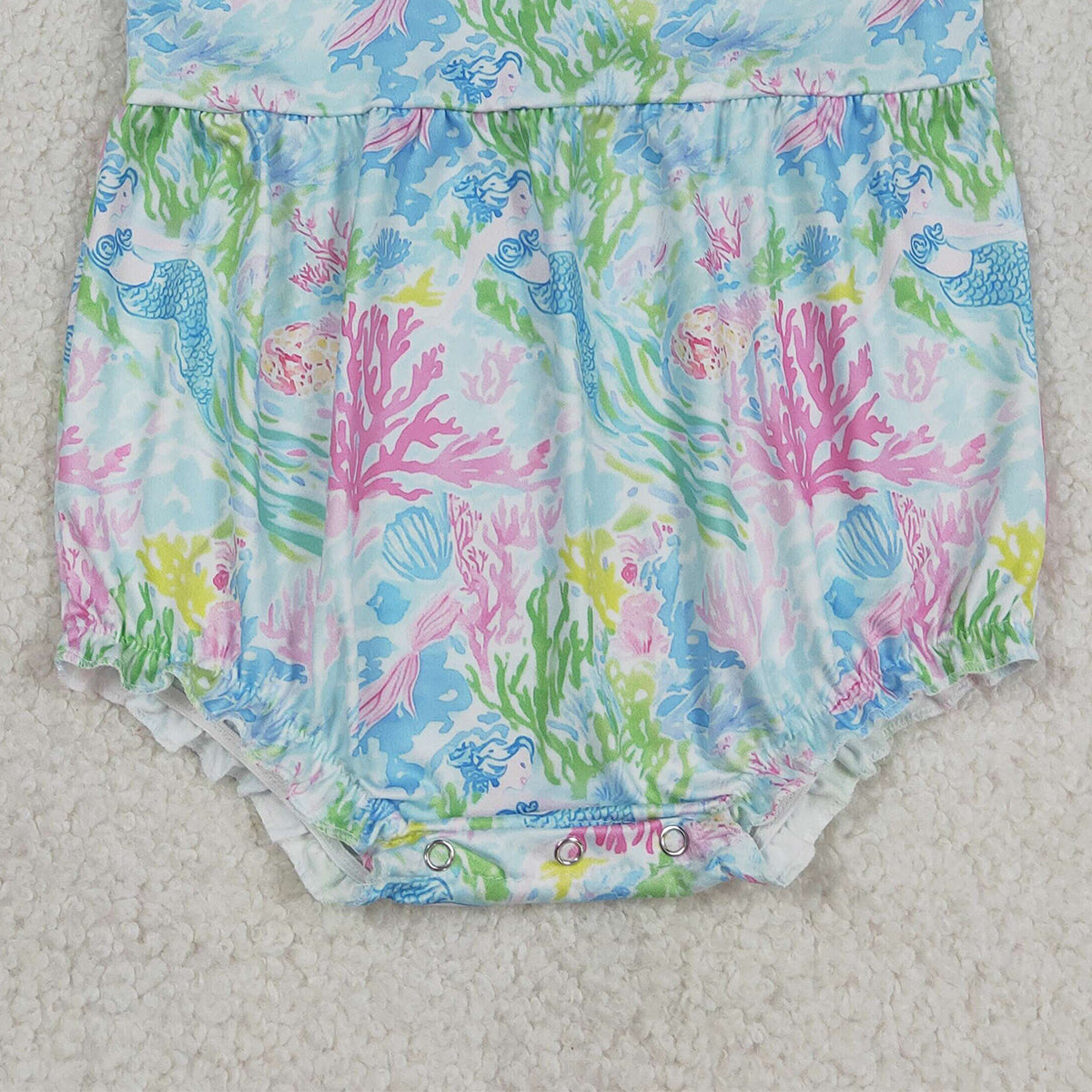 3.18 RTS NO MOQ （In stock）SR3991 Children's Fashion Romper Baby Girls Sleeveless Colorful Sea Plants Ruffle Rompers