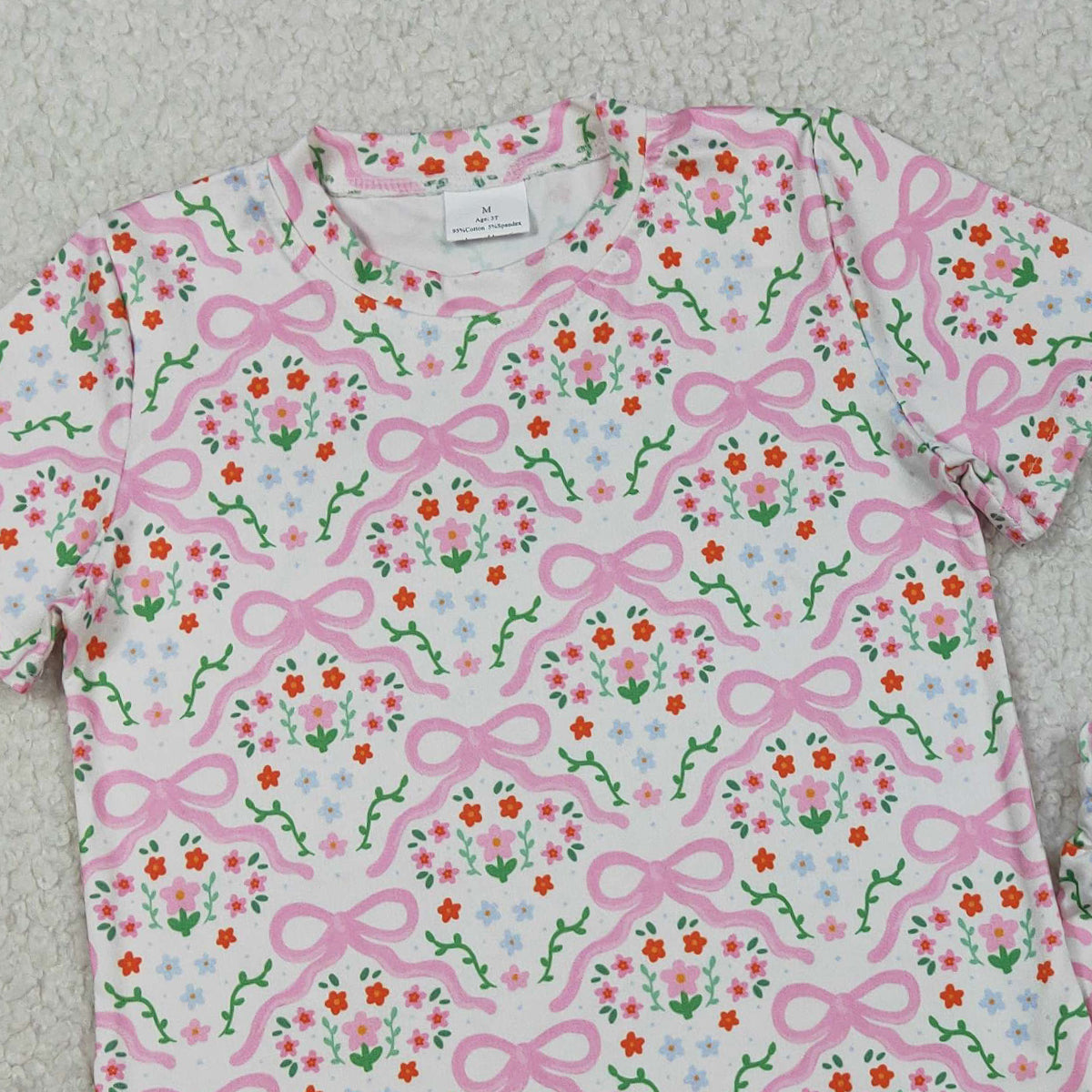 3.28 RTS NO MOQ （In stock）GSSO3379 Short sleeves floral bot top shorts kids girls outfits