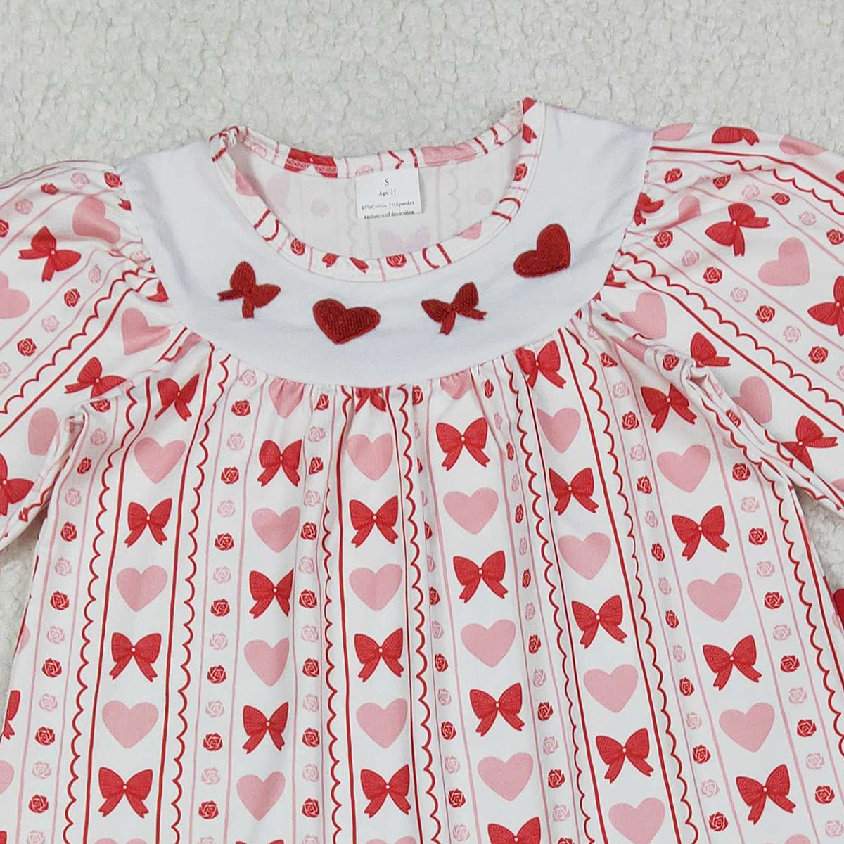 12.17 RTS NO MOQ （In stock）GLP2888 Embroidery Bows Hearts Baby Girls Stripe Tunic Ruffle Pants Valentines Clothes Sets