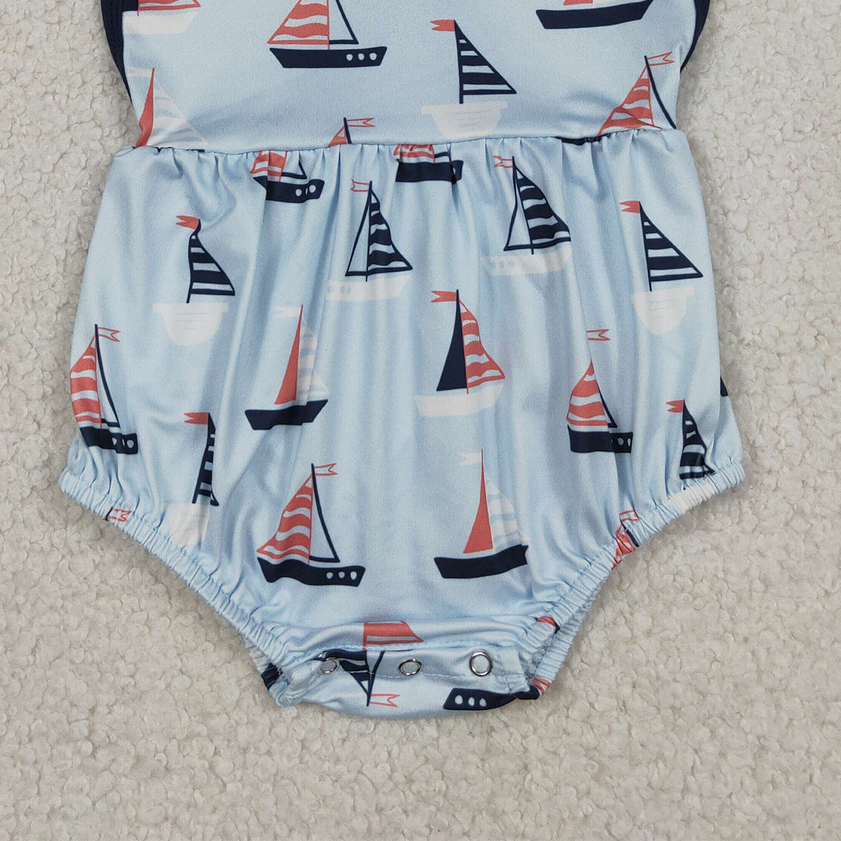 4.3 SR3945 RTS NO MOQ （In stock) Blue straps boat baby boy summer 4th of july romper