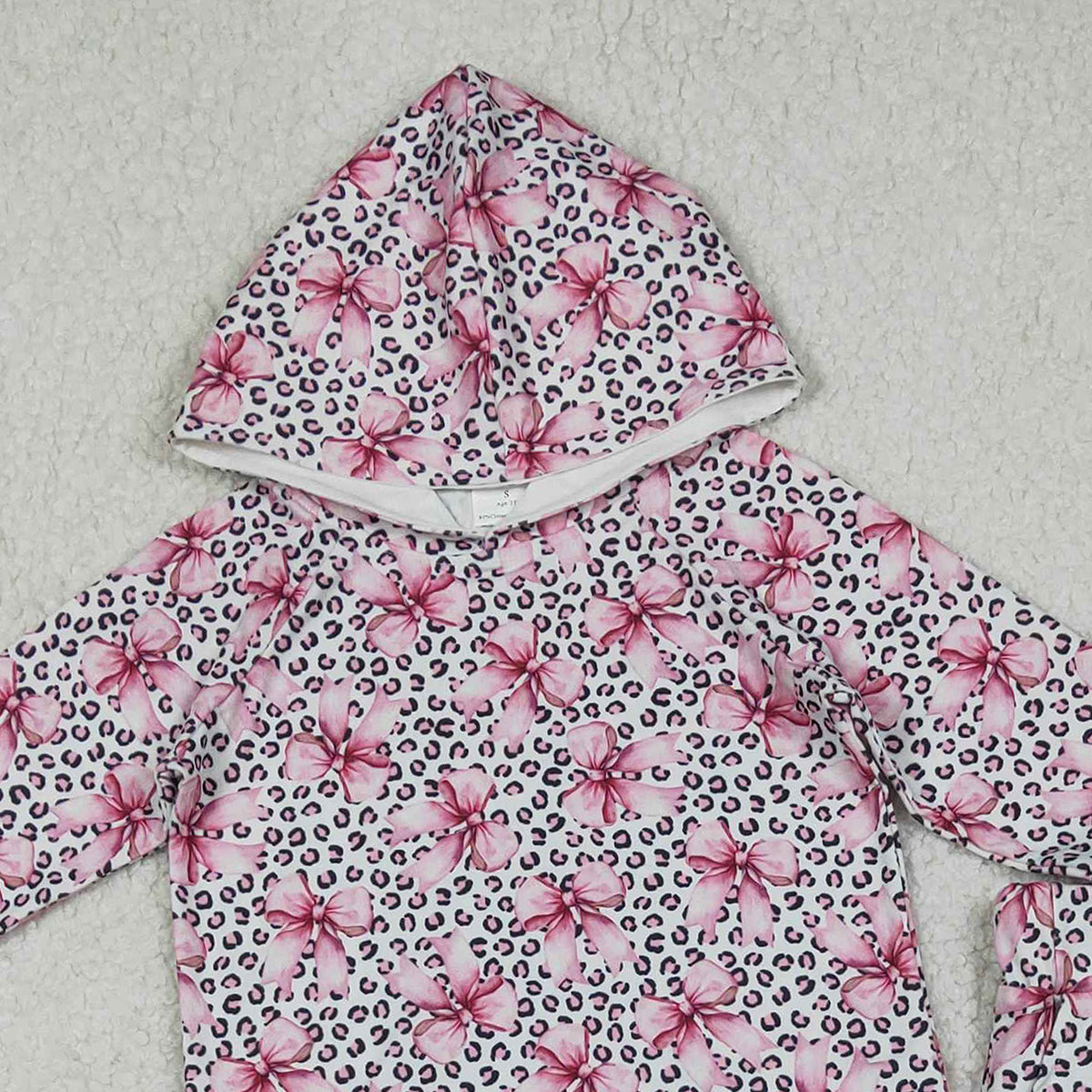 10.28 RTS NO MOQ （In stock）GLP2854 Baby Girls Pink Bows Leopard Hoodies Pockets Legging Pants Clothes Sets