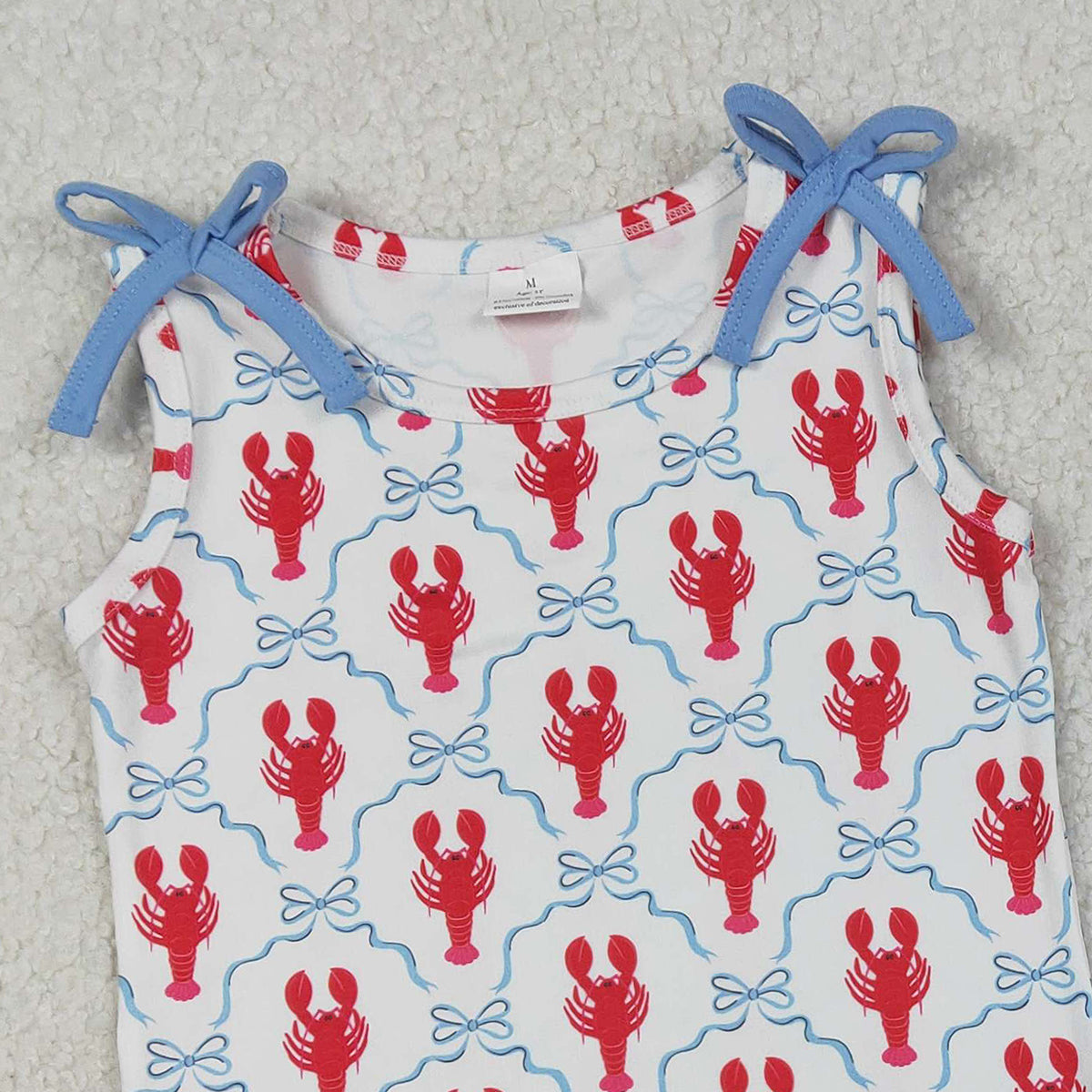 1.6 RTS NO MOQ （In stock）GSSO3005 Baby Girls Sleeveless Bows Crayfishes Checked Top Shorts Clothes Sets