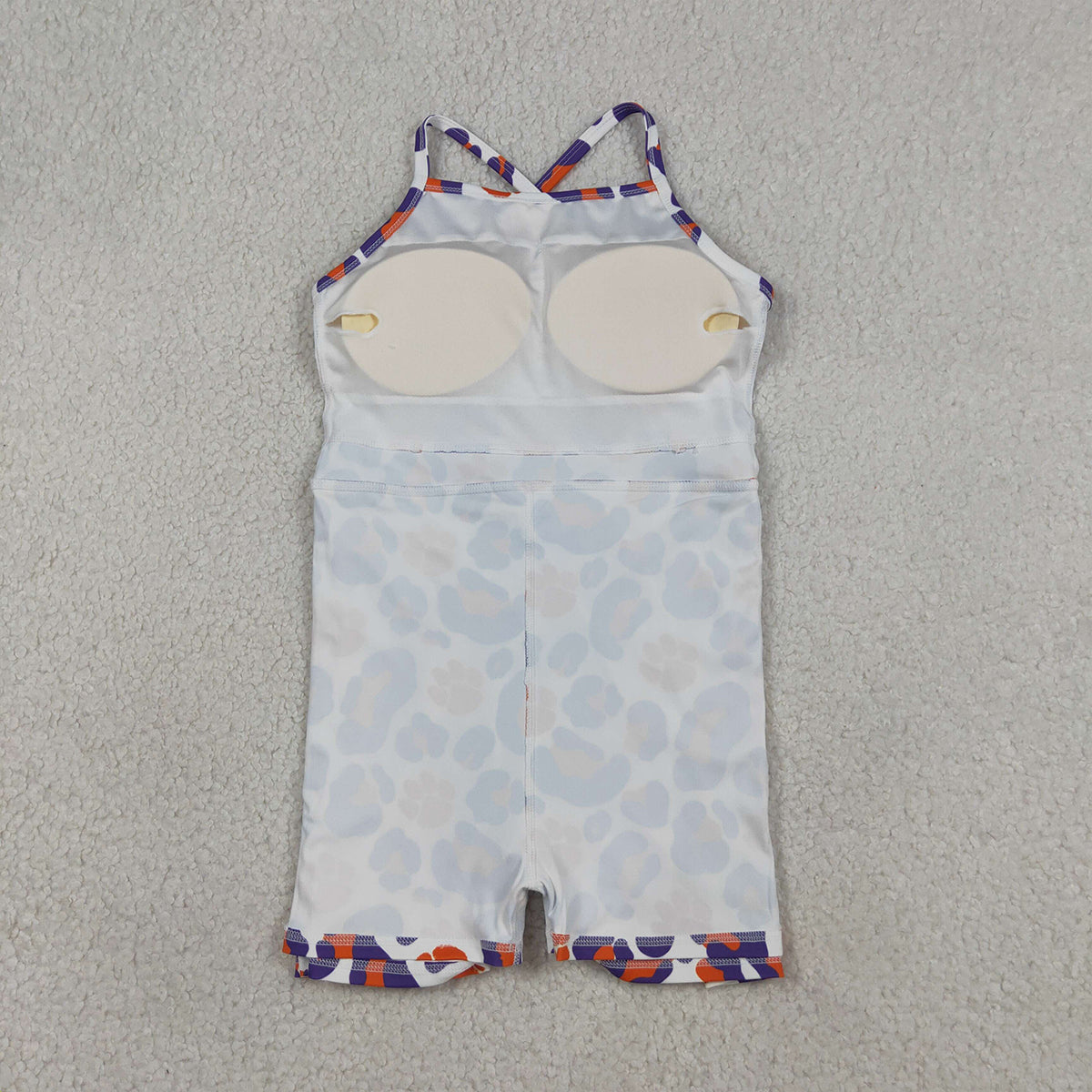 3.26 RTS NO MOQ （In stock）GSD3687 Kids Fashion Clothes Baby Girls Strap Leopard Pawls Team Yoga Active Shorts Knee Length Dress