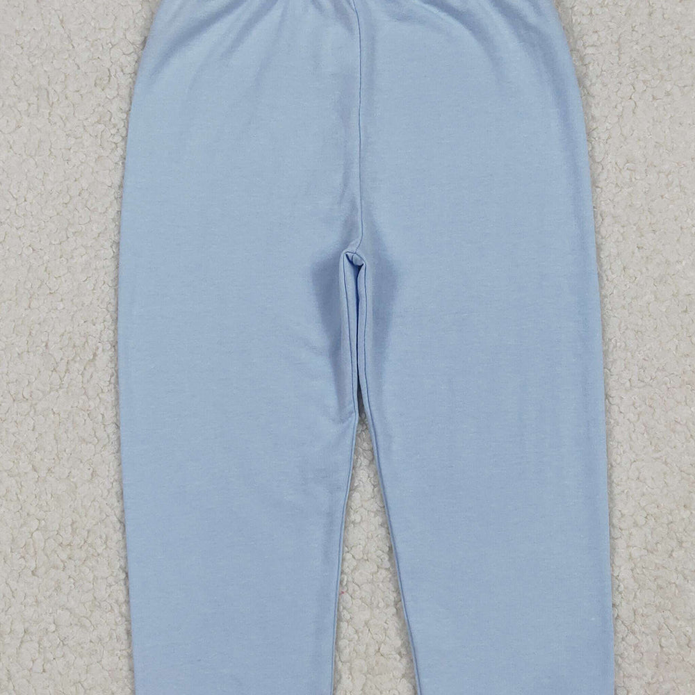 RTS NO MOQ （In stock）P0820 Baby Girls Pants Light Blue Legging Pants