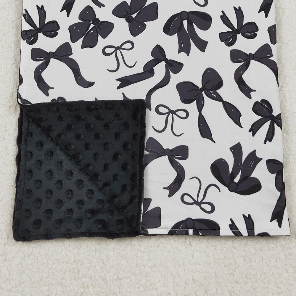 RTS NO MOQ （In stock）BL0217  Baby Blankets Black Bows Plaid Fall Blankets