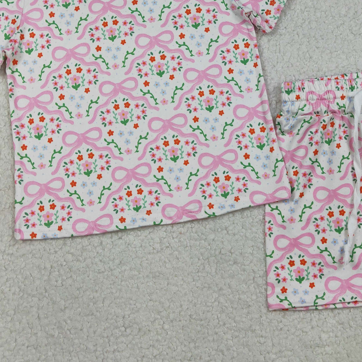 3.28 RTS NO MOQ （In stock）GSSO3379 Short sleeves floral bot top shorts kids girls outfits