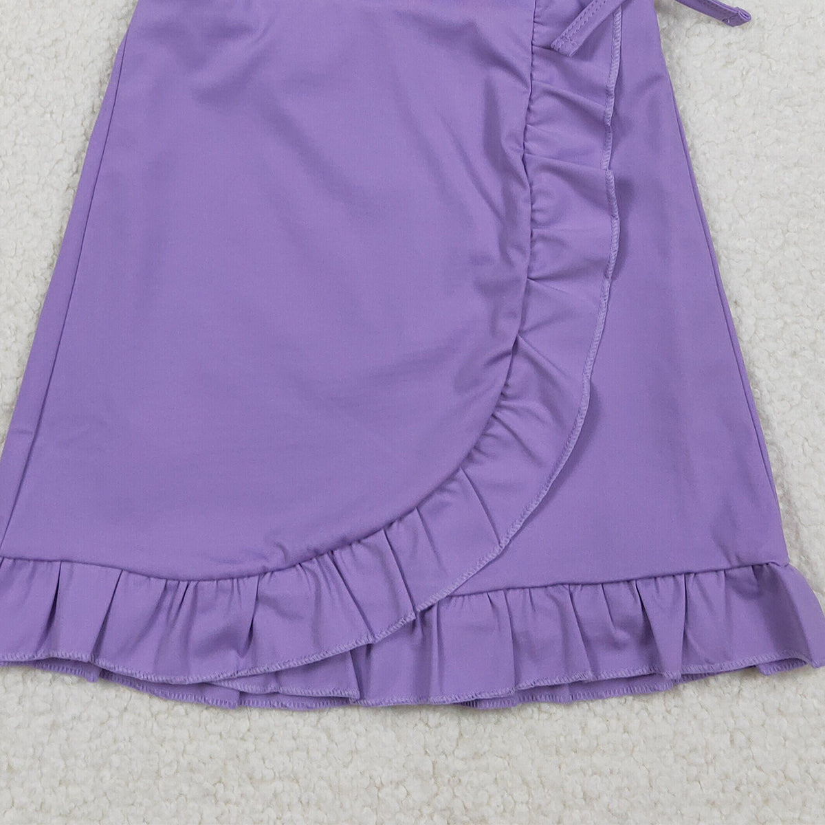 12.27 RTS NO MOQ （In stock）GSD3036 Baby Girls Purple Sleeveless Yoga Active Ruffle Shorts Knee Length Dresses