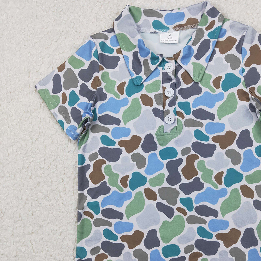 4.11 BT1214 RTS NO MOQ Baby Boys Summer Tops Short sleeves green camo print kids boys polo shirt