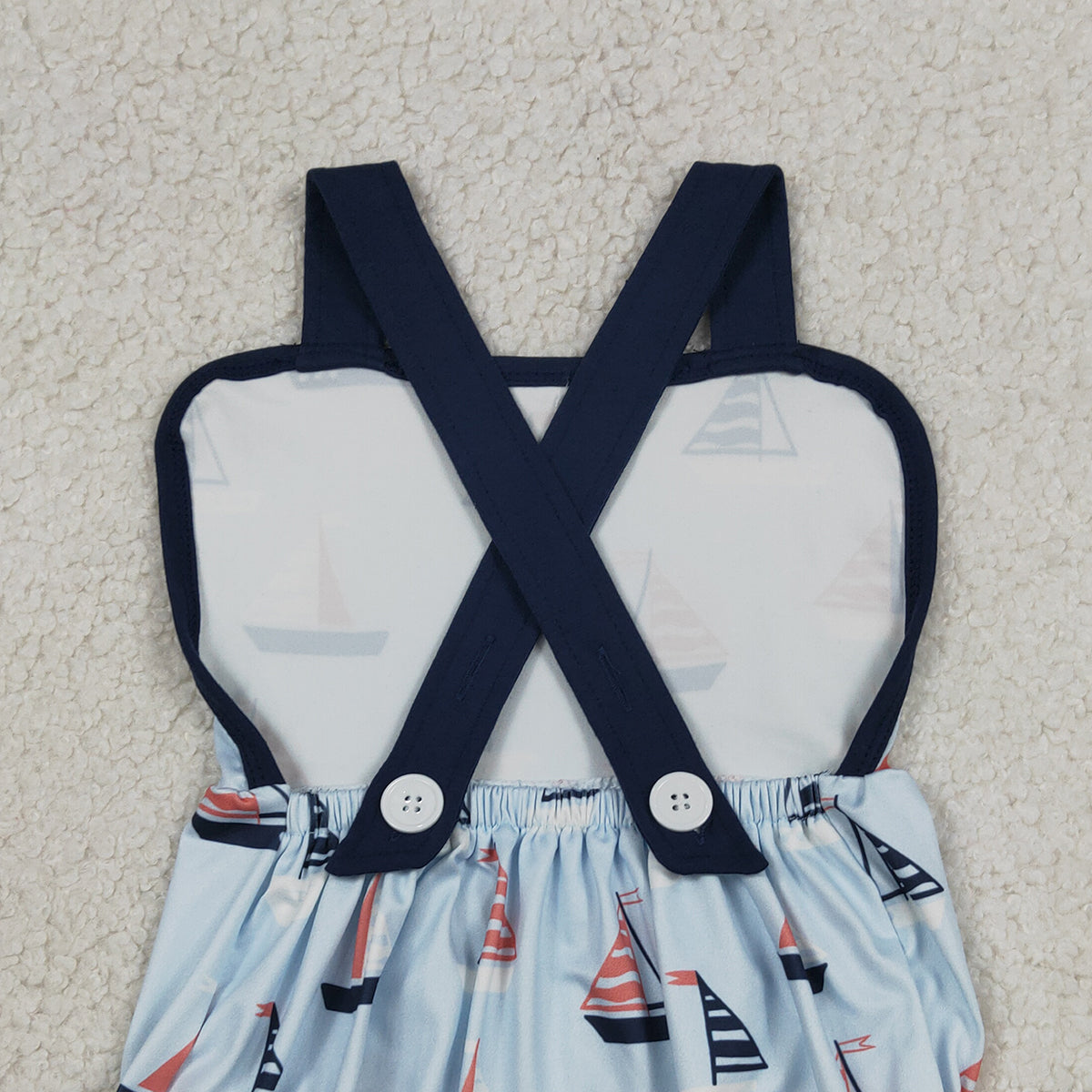 4.3 SR3945 RTS NO MOQ （In stock) Blue straps boat baby boy summer 4th of july romper