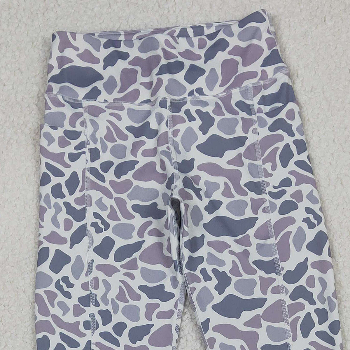 12.3 RTS NO MOQ （In stock）P0898 Adult Women Light Grey Camo Yoga Active Legging Pants Bottom
