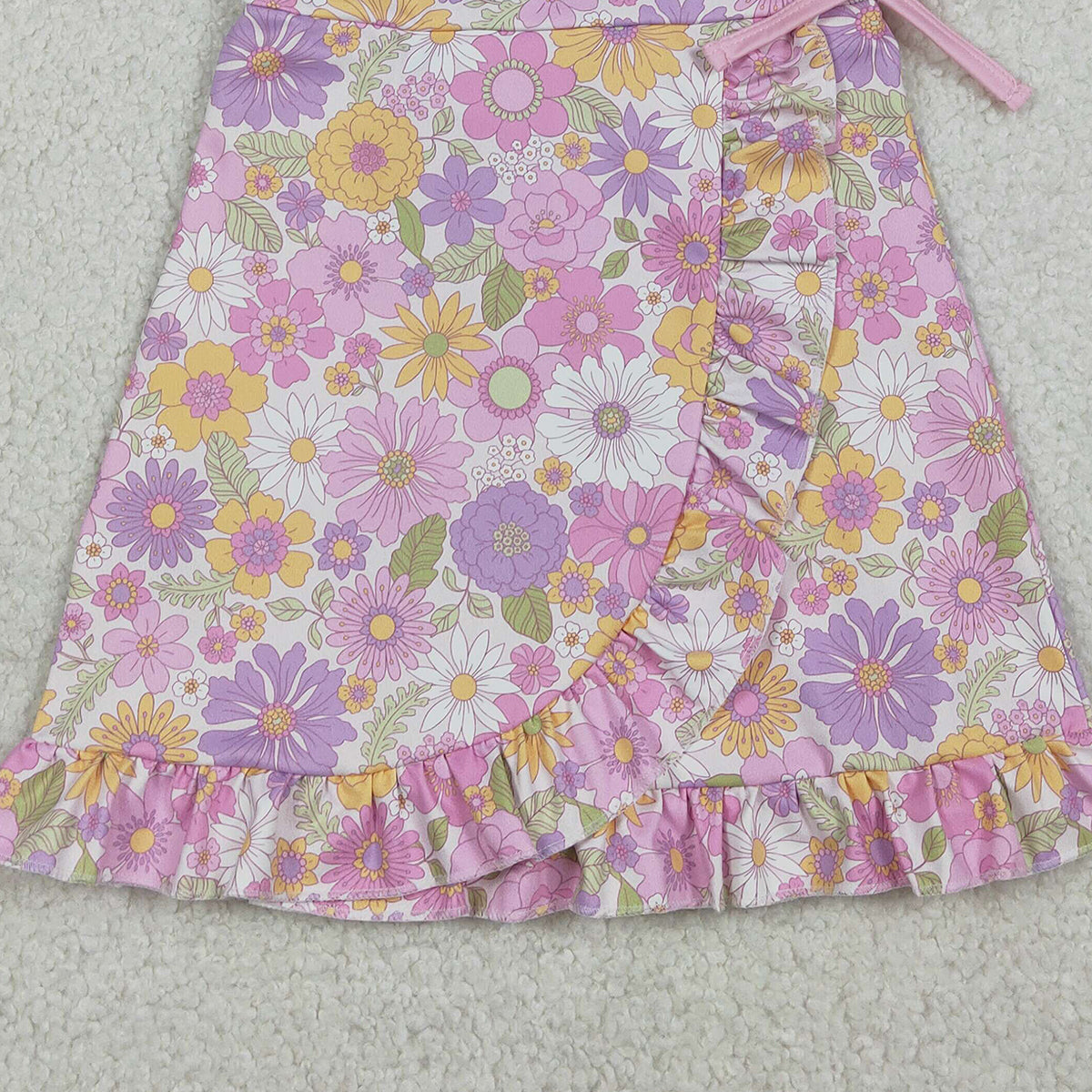 12.20 RTS NO MOQ （In stock）GSD3095 Baby Girls Sleeveless Colorful Flowers Shorts Yoga Ruffle Knee Length Dresses