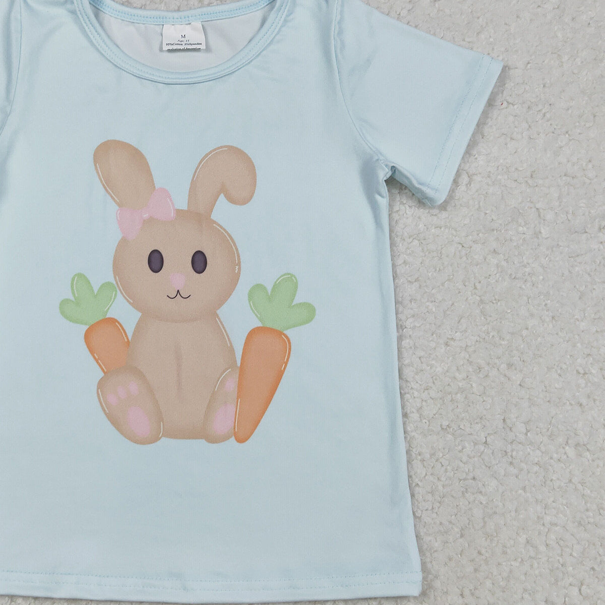 12.6 RTS NO MOQ （In stock）GT1395 Baby Girls Short Sleeve Rabbits Carrots Easter T-shirts Top