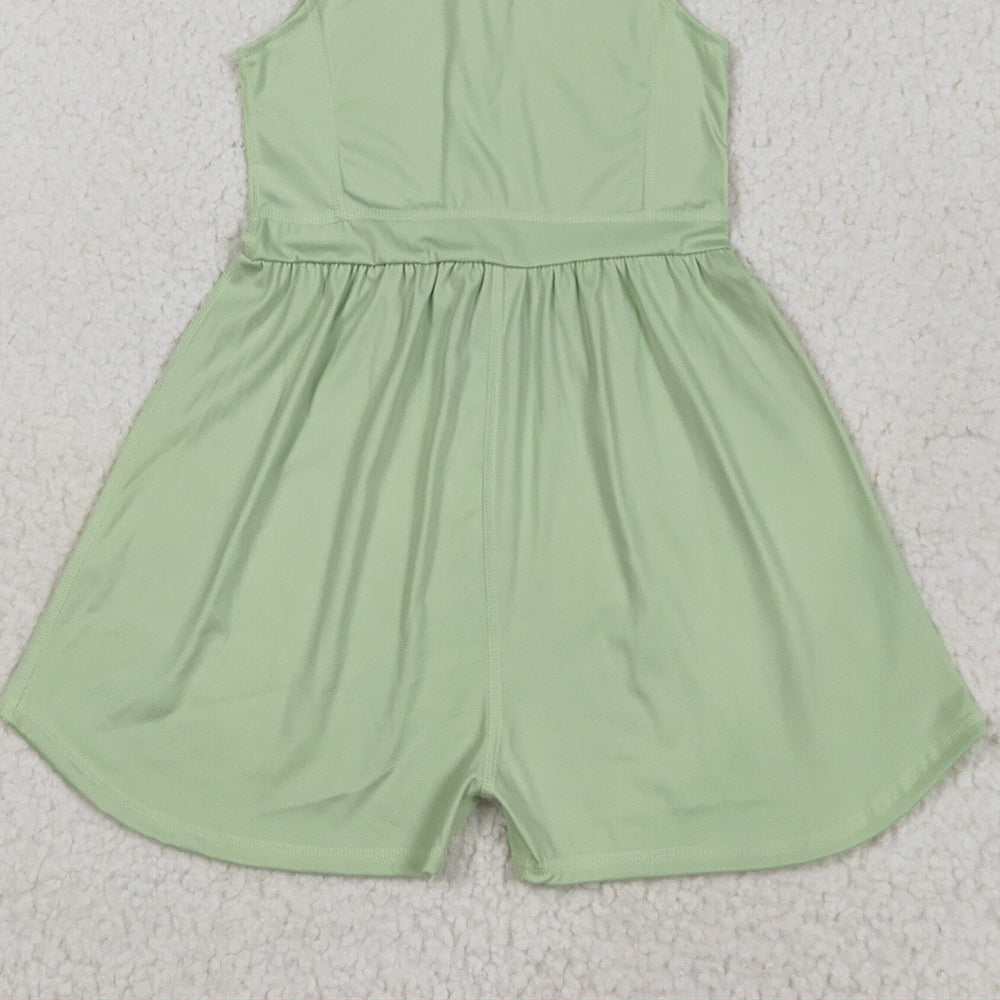 7.01 SR3021RTS NO MOQ Baby Girls Summer Jumpsuits Baby Girls Aqua Sleeveless Yoga Jumpsuits