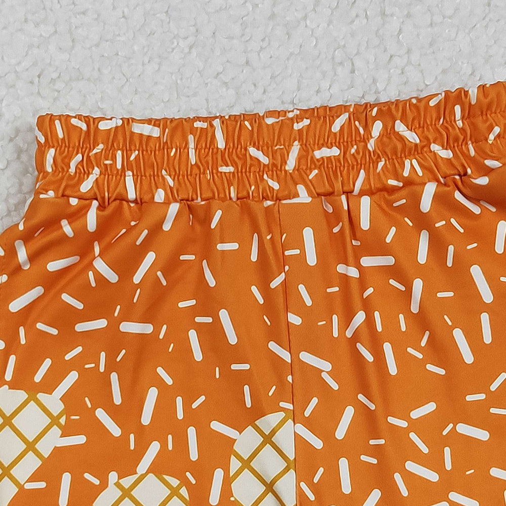 RTS NO MOQ （In stock）SS0639 Baby Boys Summer Shorts Orange Team Shorts Bottom Drip Sprinkles Design Comfortable Breathable Clothing for Infants