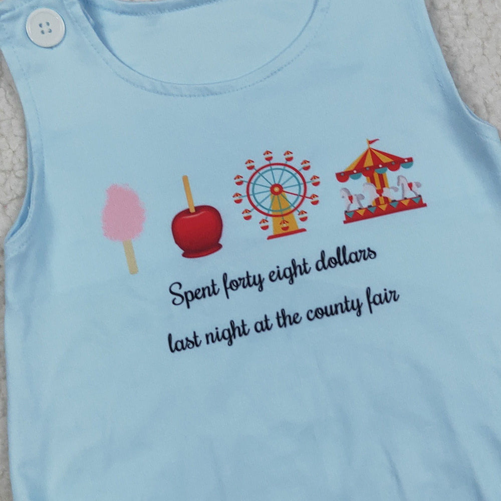 8.23 RTS NO MOQ （In stock）SR3056 Baby Boys Summer Rompers Baby Boys Blue Sleeveless Park Rompers