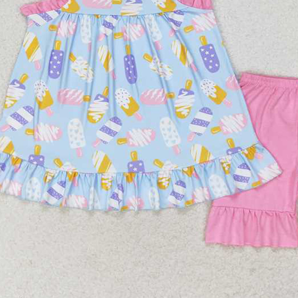 GSSO1037 New Rts No Moq 8-9 Days By Air Arrived it Straps popsicle tunic pink shorts girls summer clothing