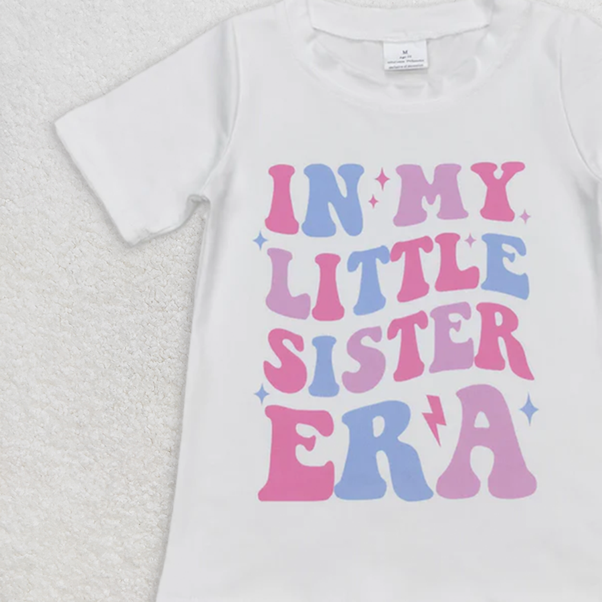 6.21 GT0507 RTS NO MOQ Baby Girls Summer Tops in my little sister era letter white short sleeve top