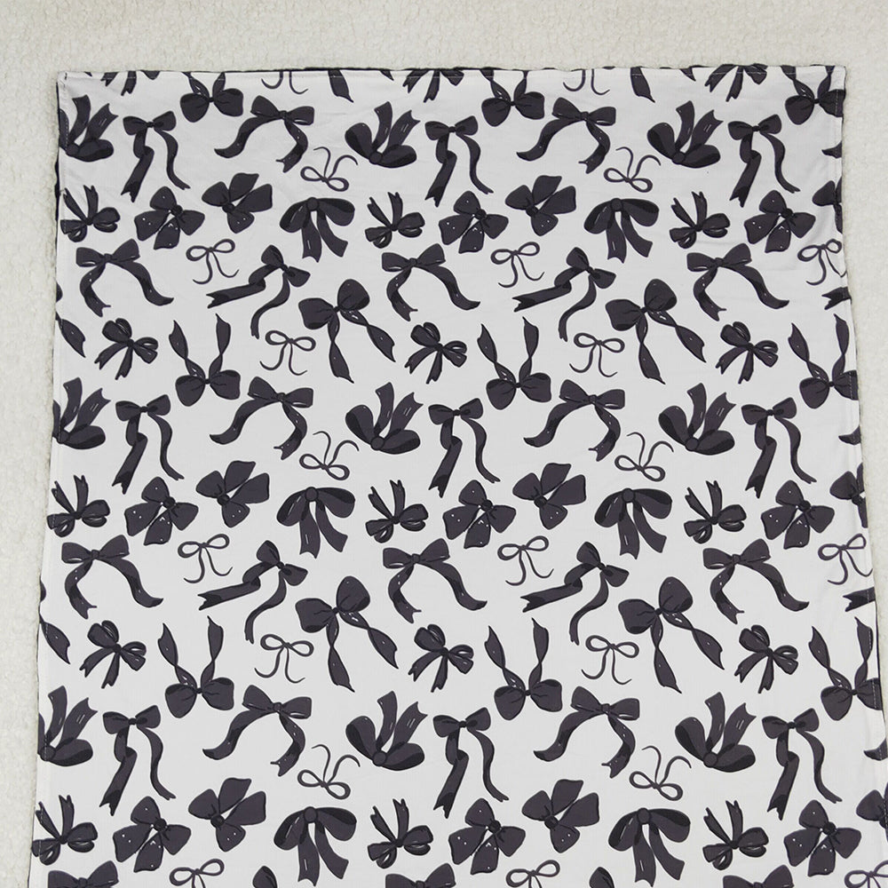 RTS NO MOQ （In stock）BL0217  Baby Blankets Black Bows Plaid Fall Blankets