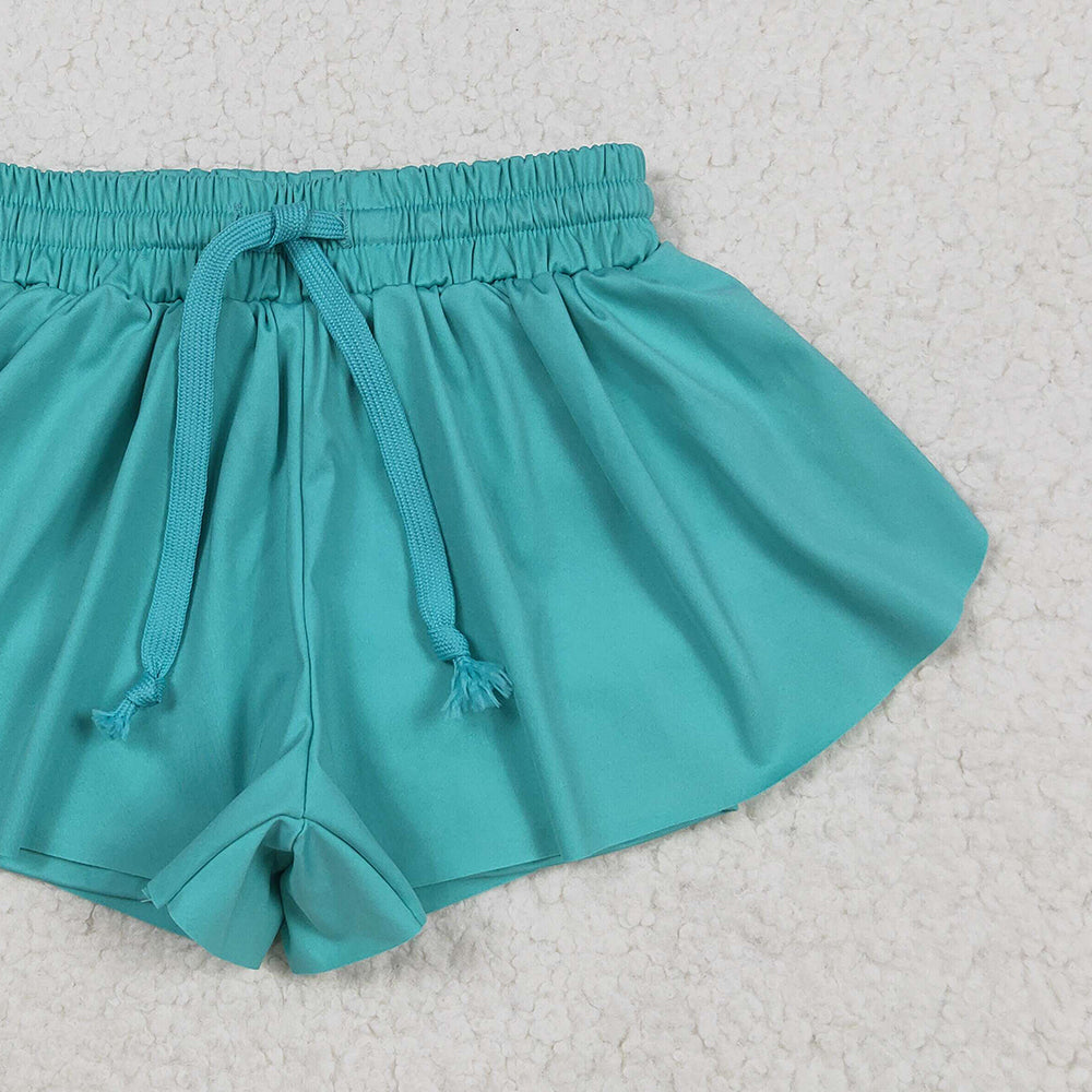 7.02 SS0553RTS NO MOQ  Baby Girls Summer Yoga Shorts Baby Girls Aqua Skort Shorts Bottoms