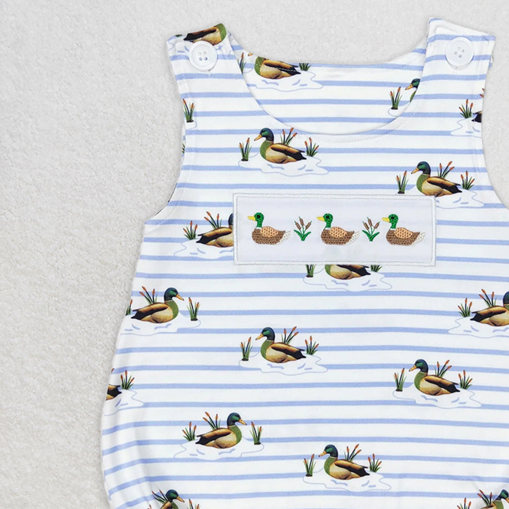 SR1583 RTS NO MOQ Baby Boys Summer Rompers Baby Boys Summer Ducks Sleeveless Rompers