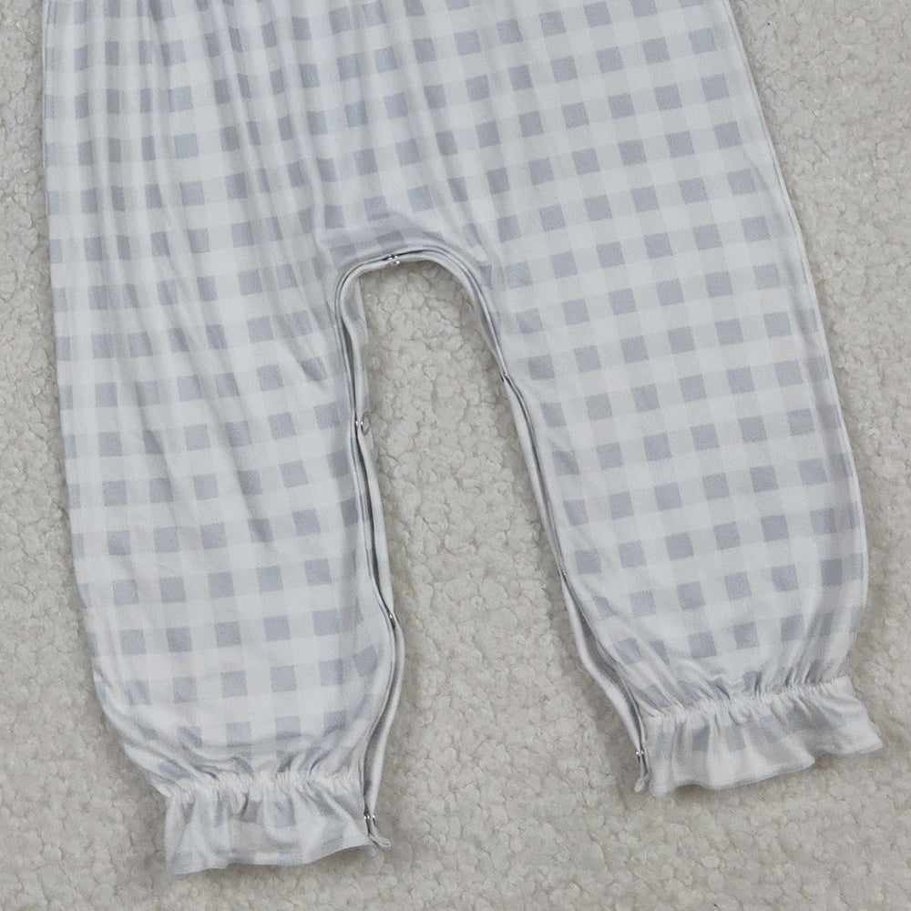 RTS NO MOQ （In stock）SR1970 Baby Girls Autumn Rompers Plaid Turkey Romper Short Sleeves Thanksgiving Theme Outfit