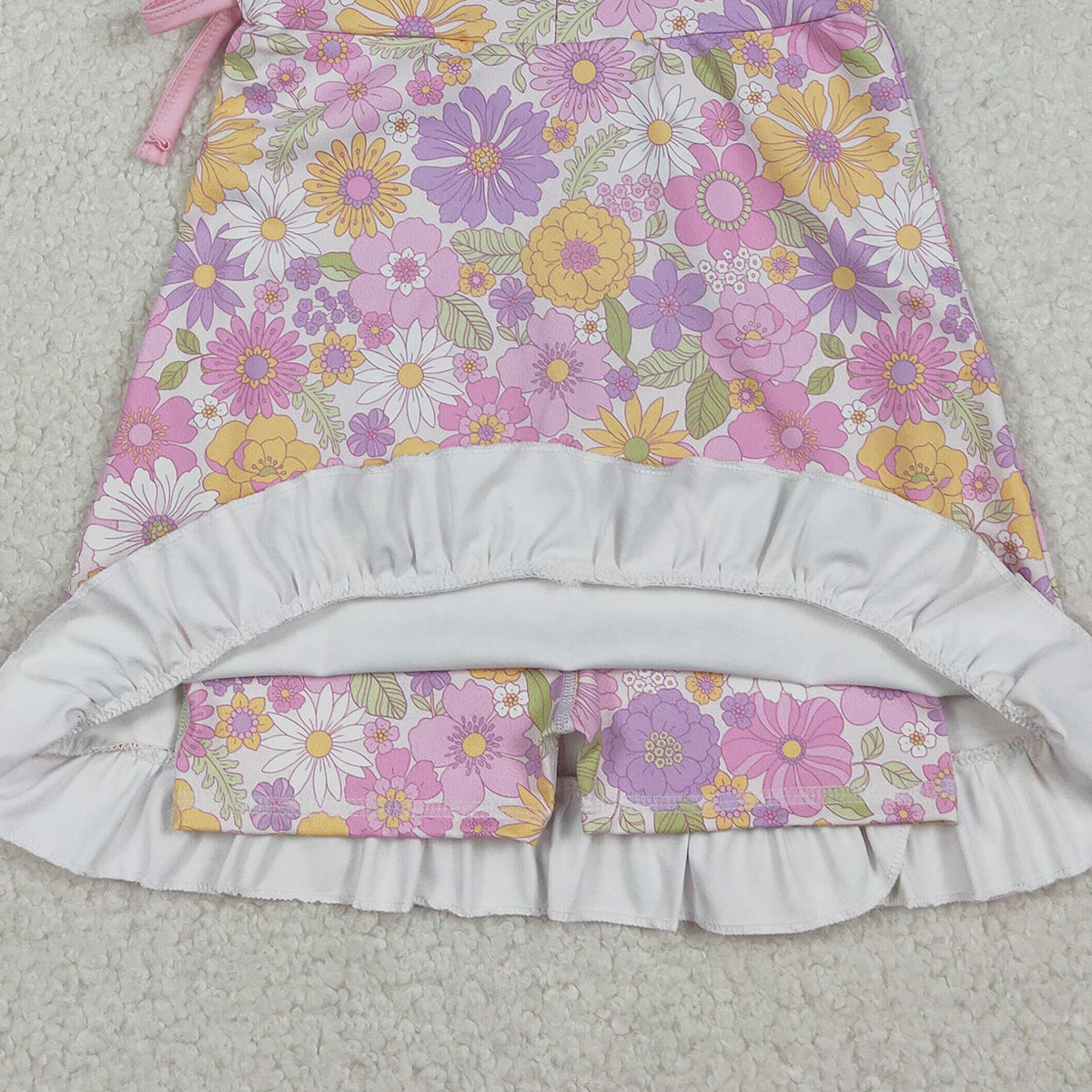 12.20 RTS NO MOQ （In stock）GSD3095 Baby Girls Sleeveless Colorful Flowers Shorts Yoga Ruffle Knee Length Dresses