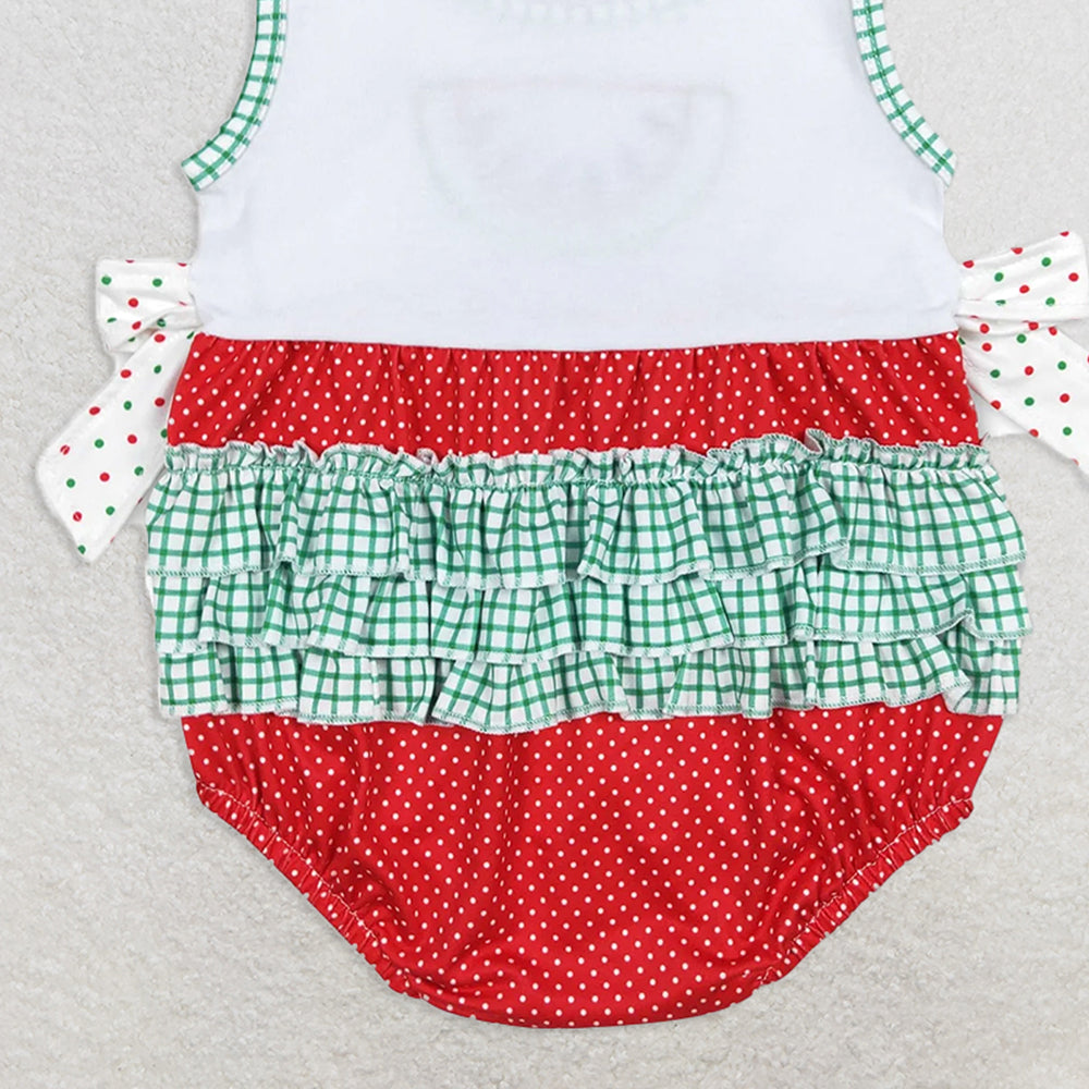 SR0593RTS NO MOQ Baby Girls Summer Rompers  Baby Infant Girls Watermelon Bows Ruffle Rompers
