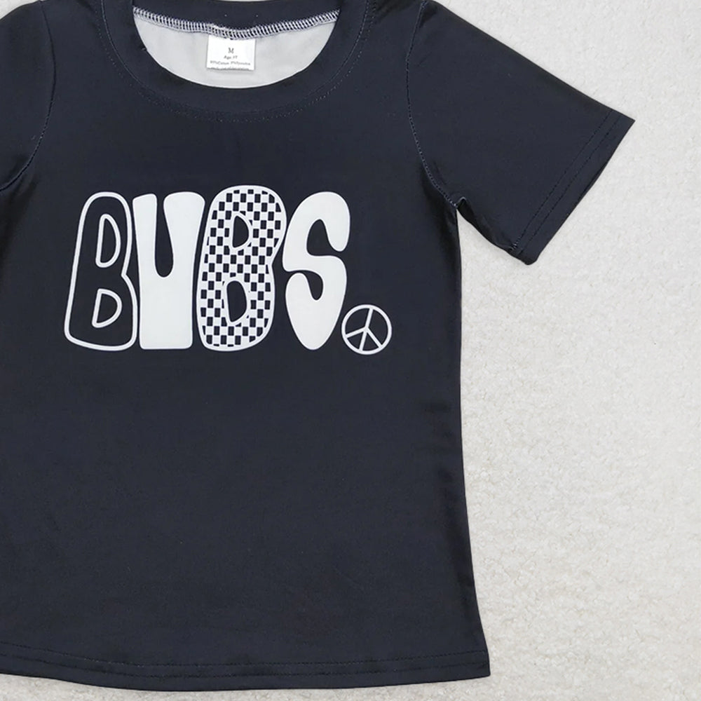BT0617  RTS NO MOQ Baby Boys Summer Tops Baby Boys Black Bubs Short Sleeve Tee Shirts Tops