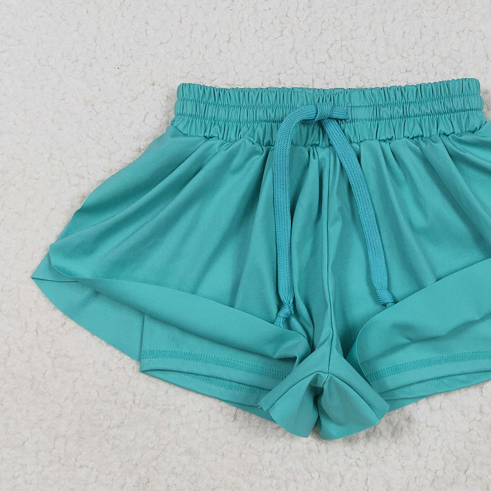 7.02 SS0553RTS NO MOQ  Baby Girls Summer Yoga Shorts Baby Girls Aqua Skort Shorts Bottoms
