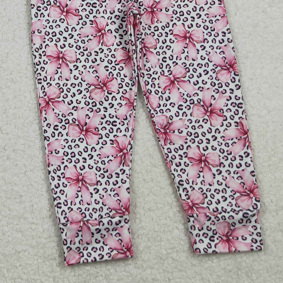 10.28 RTS NO MOQ （In stock）GLP2854 Baby Girls Pink Bows Leopard Hoodies Pockets Legging Pants Clothes Sets
