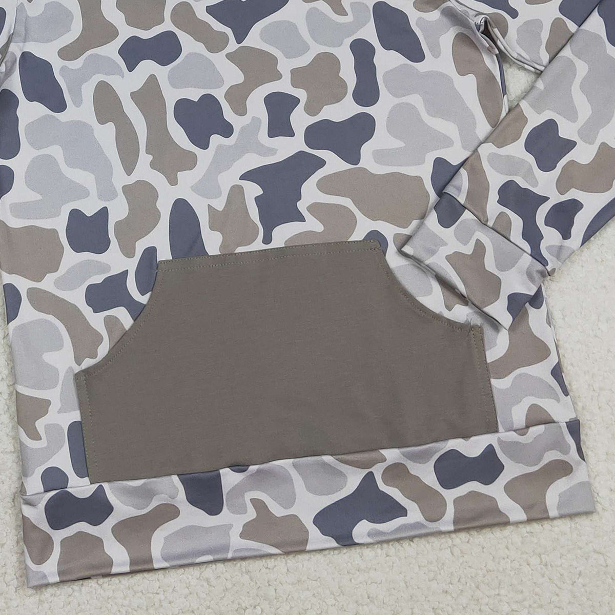 12.16 RTS NO MOQ （In stock）BT1471 Adult Men Long Sleeve Southern Grey Camo Pocket Hoodies Top