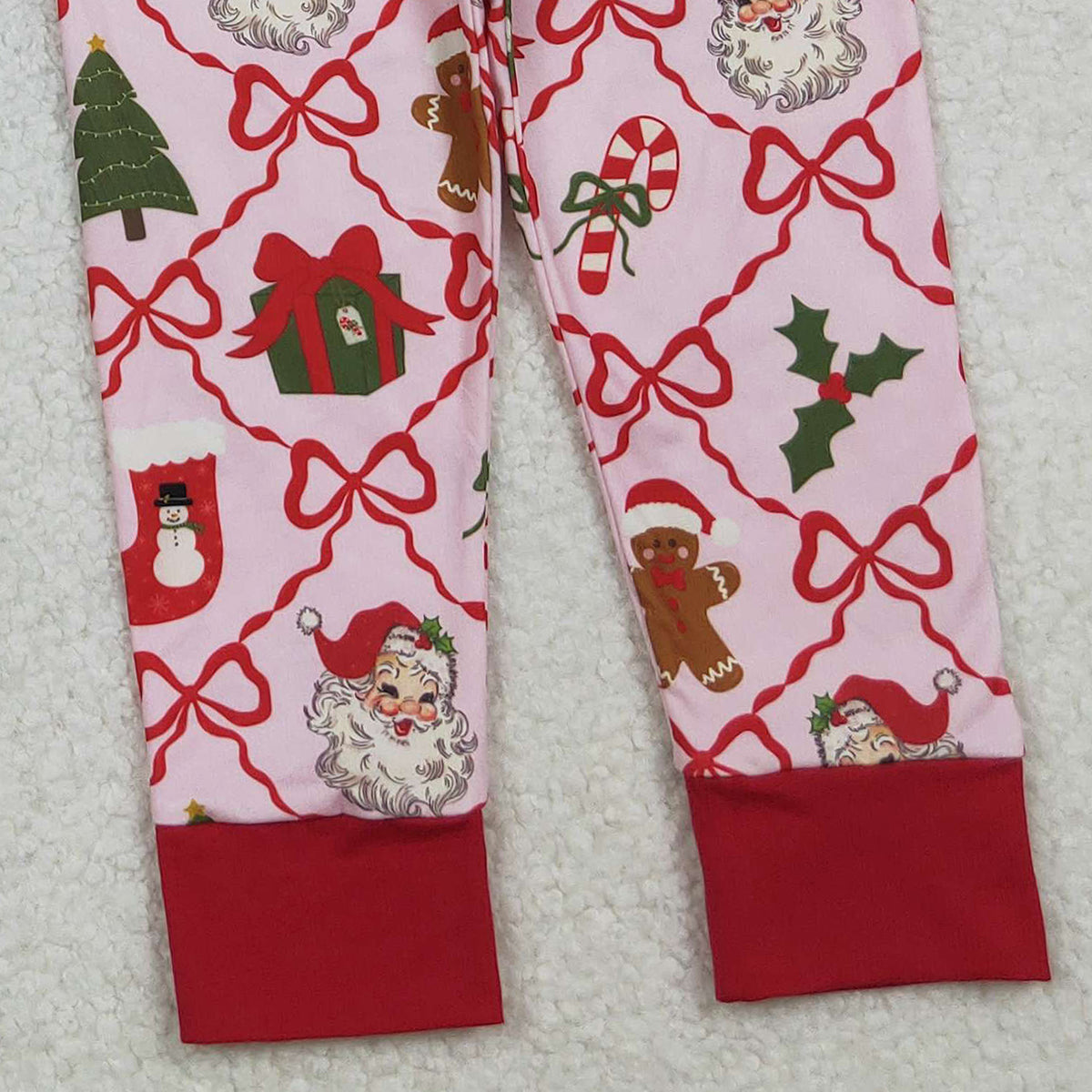 10.13 RTS NO MOQ （In stock）GLP2807 Baby Girls Red Bows Santa Gifts Checked Top Pant Christmas Pajamas Sets